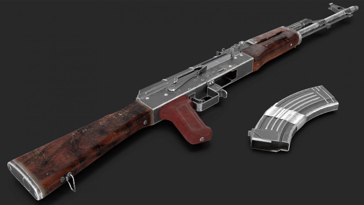 3D Damaged AK47 AAA Game Weapon model