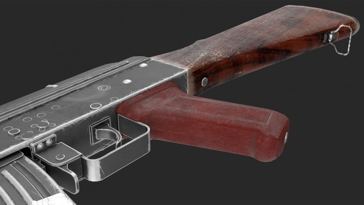 3D Damaged AK47 AAA Game Weapon model