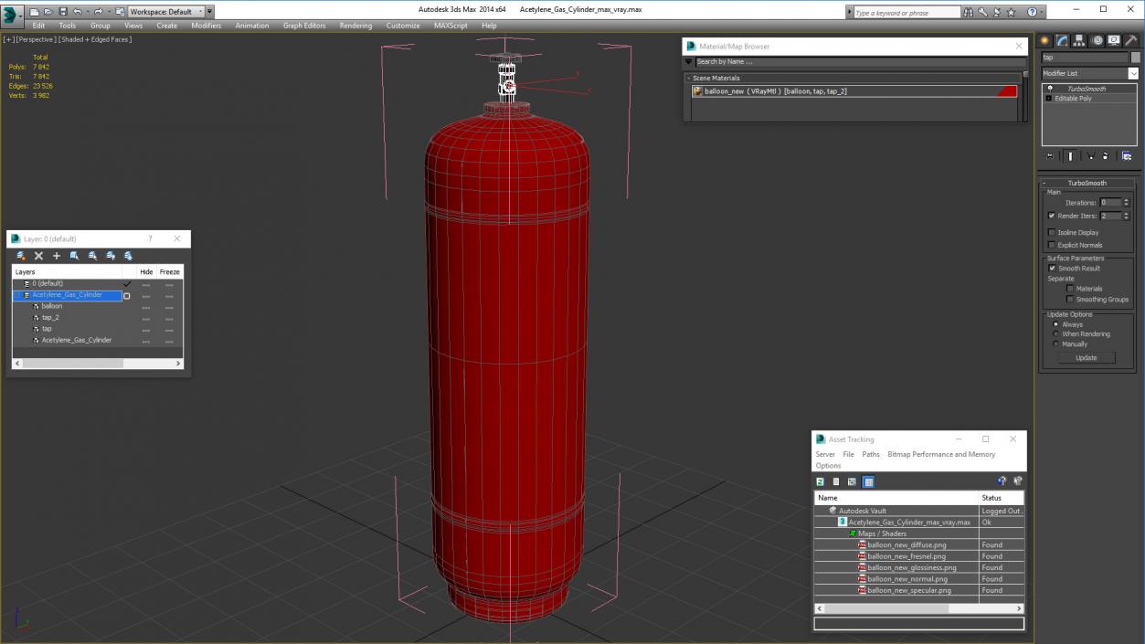 Acetylene Gas Cylinder 3D