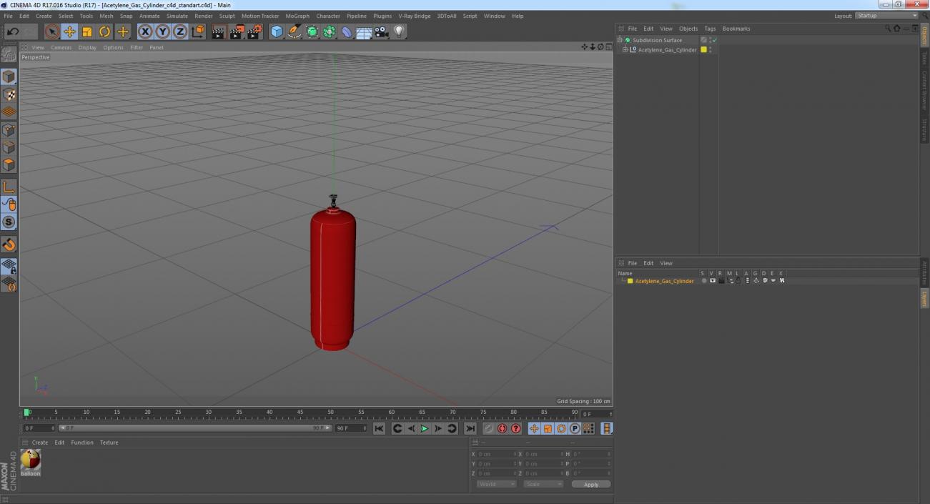 Acetylene Gas Cylinder 3D