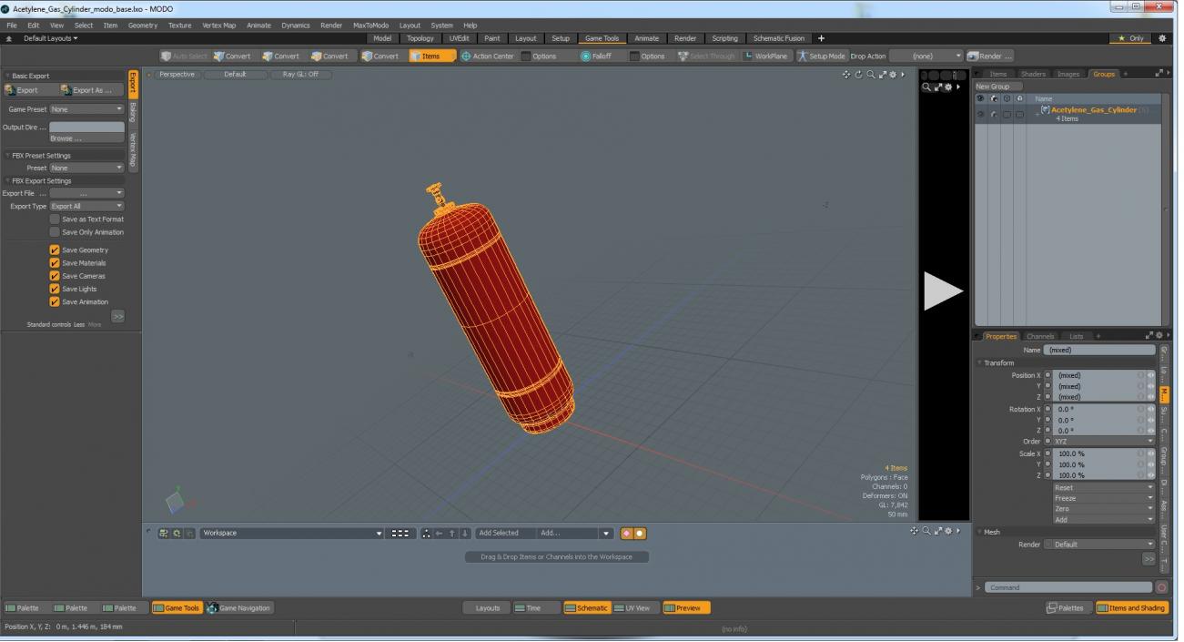 Acetylene Gas Cylinder 3D