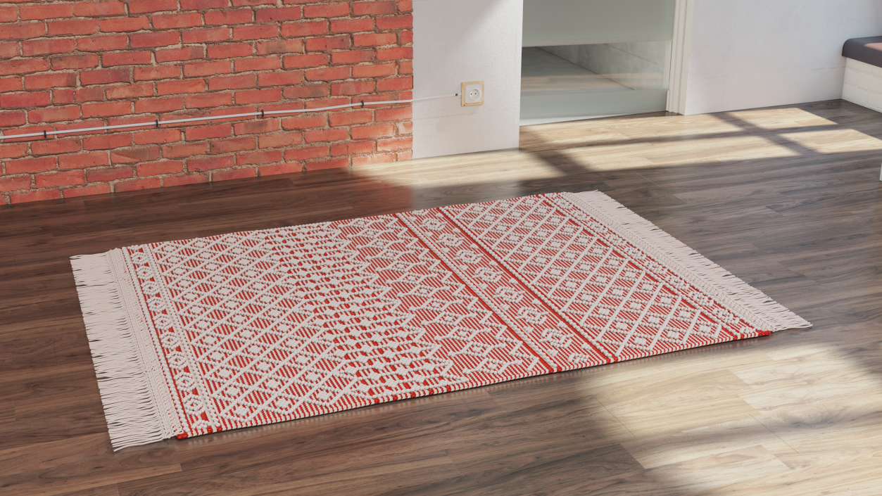 Modern Wool Rug Red 3D model