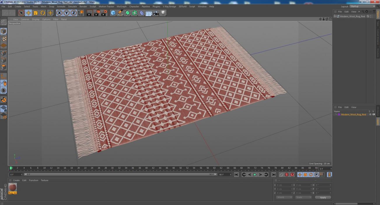 Modern Wool Rug Red 3D model