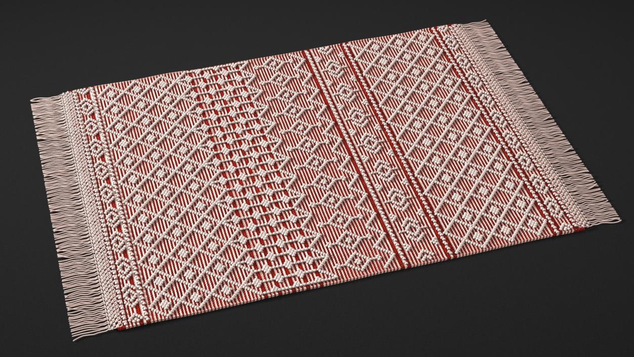 Modern Wool Rug Red 3D model