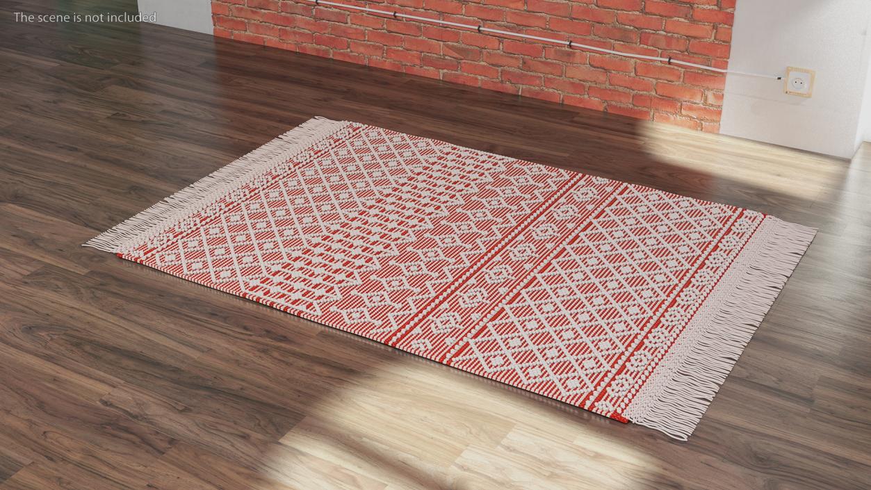 Modern Wool Rug Red 3D model