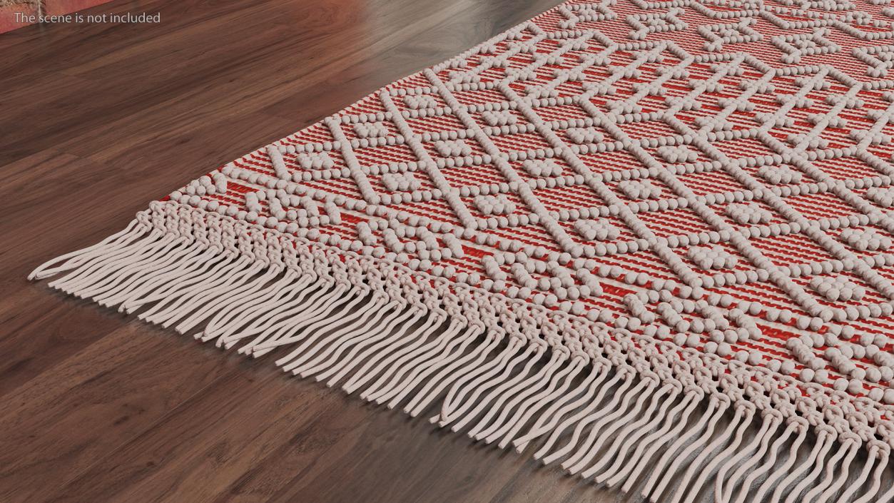 Modern Wool Rug Red 3D model