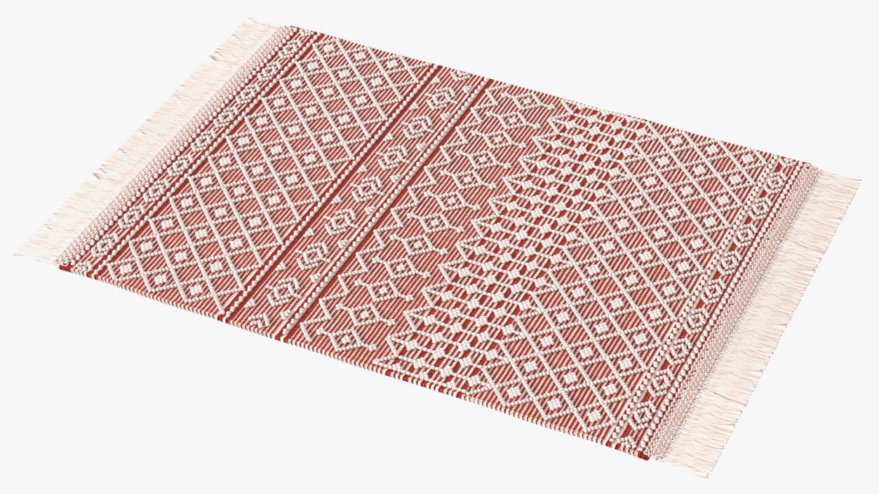 Modern Wool Rug Red 3D model