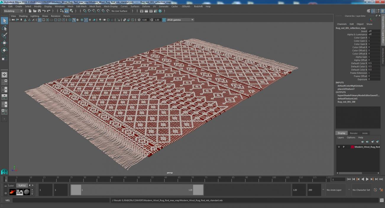 Modern Wool Rug Red 3D model