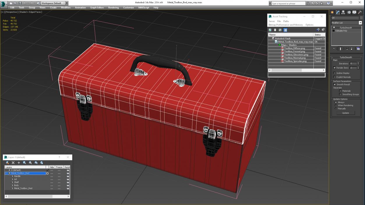 Metal Toolbox Red 3D