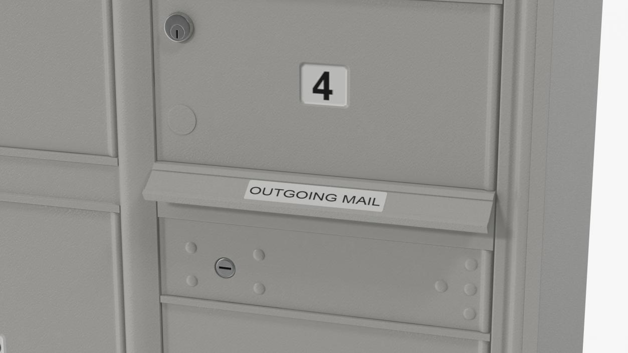 3D Grey Four Door Two Parcel Cluster Mailbox