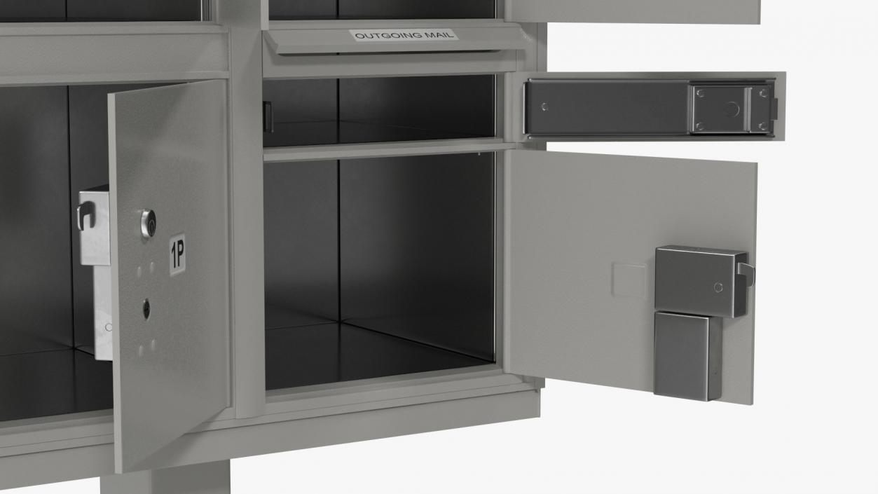 3D Grey Four Door Two Parcel Cluster Mailbox