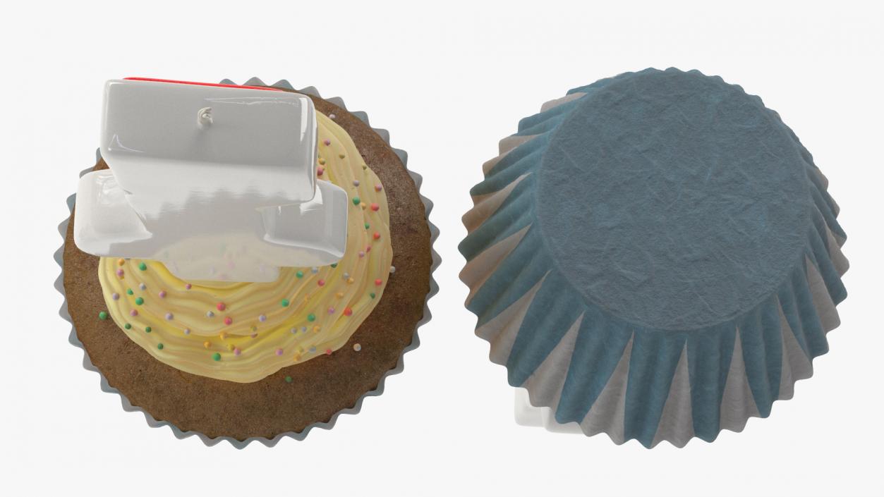 Cupcake and Number 1 Candle 3D