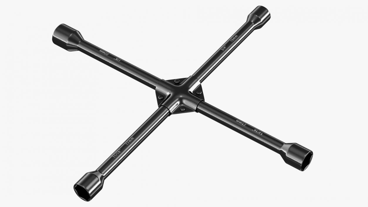 Four Way Lug Nut Wrench Black 3D model