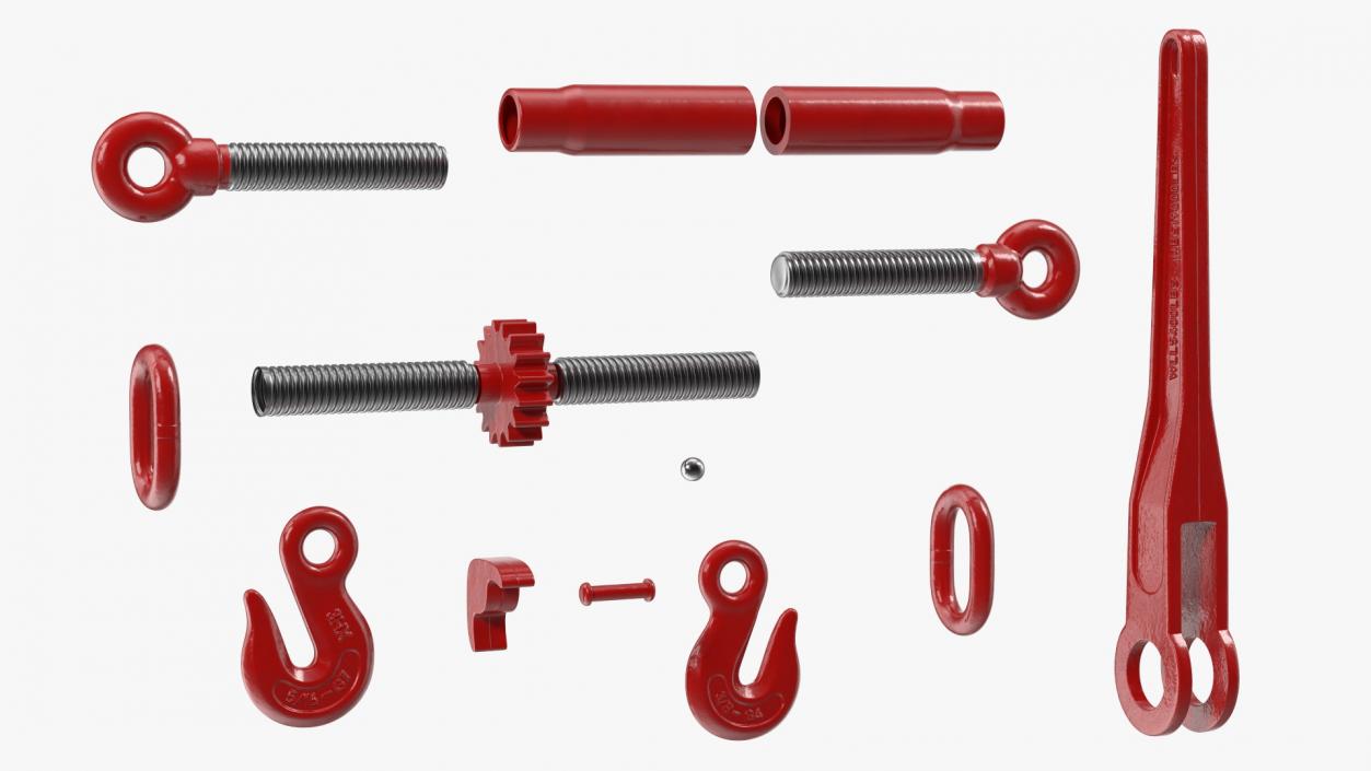 3D model Ratchet Load Binder Red 2