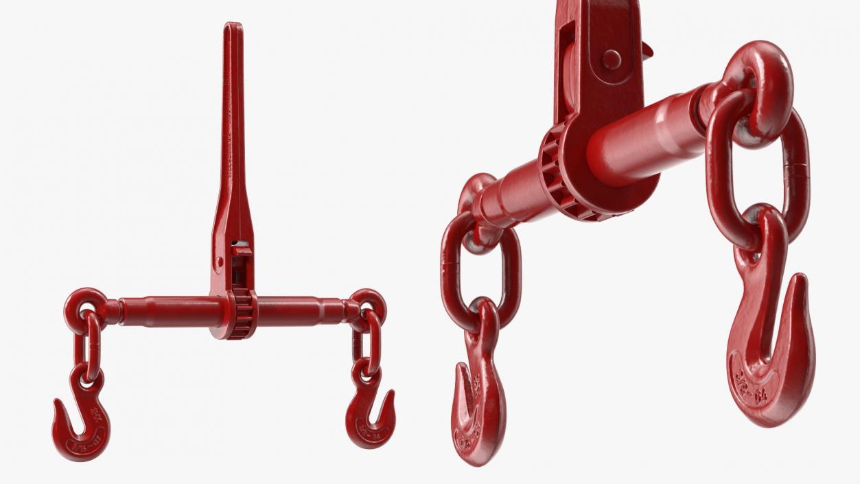 3D model Ratchet Load Binder Red 2