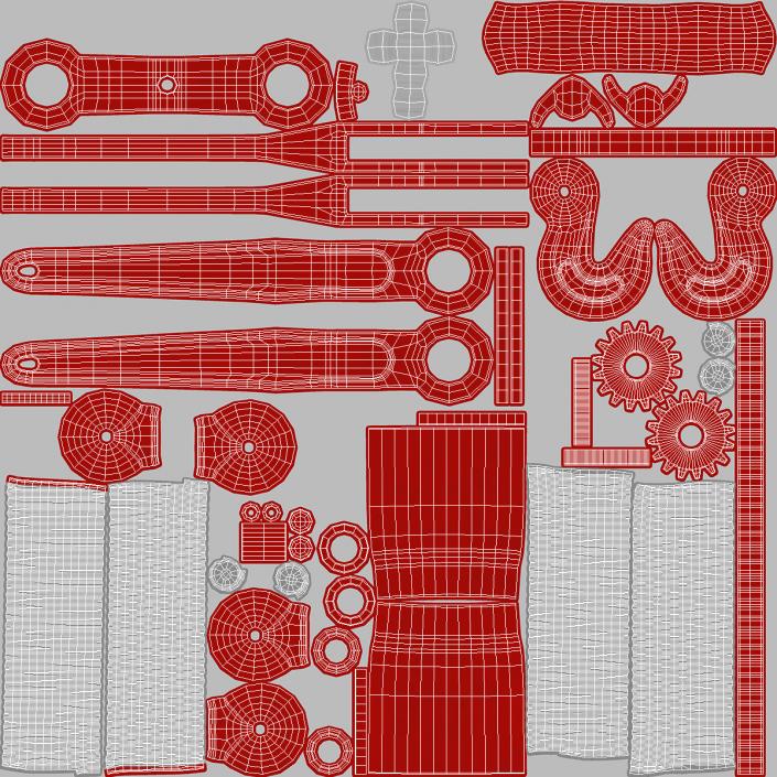 3D model Ratchet Load Binder Red 2