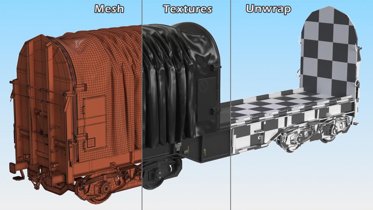 3D Tarpaulin Freight Wagon No Interior Clear