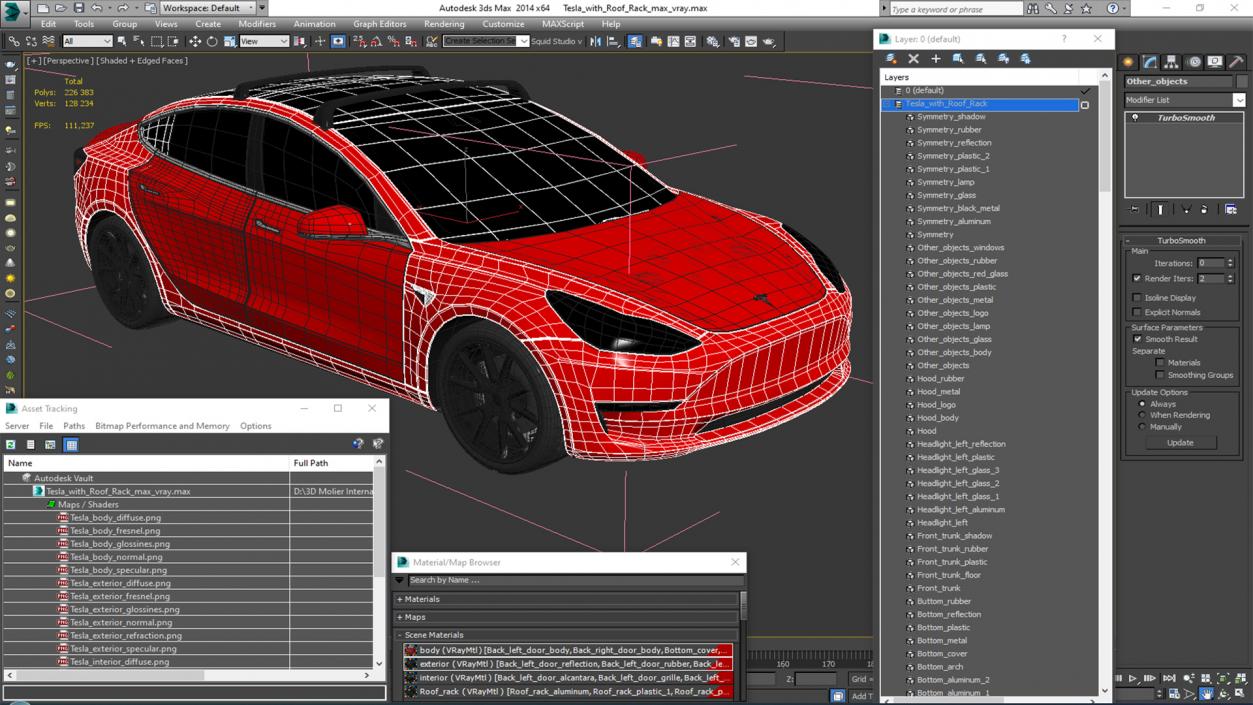 3D model Tesla with Roof Rack