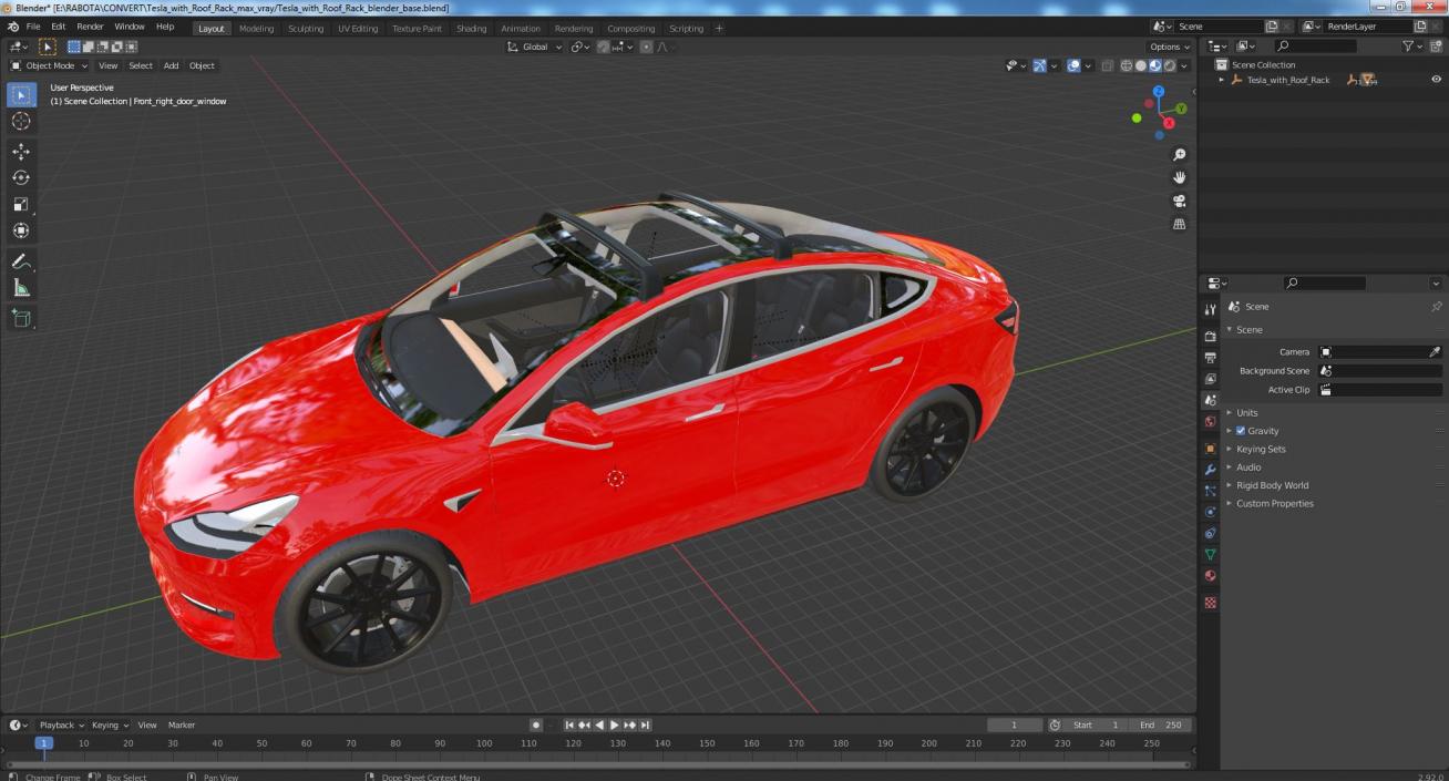 3D model Tesla with Roof Rack