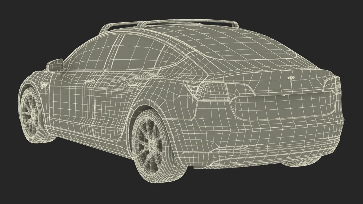 3D model Tesla with Roof Rack