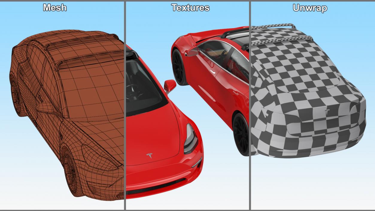 3D model Tesla with Roof Rack