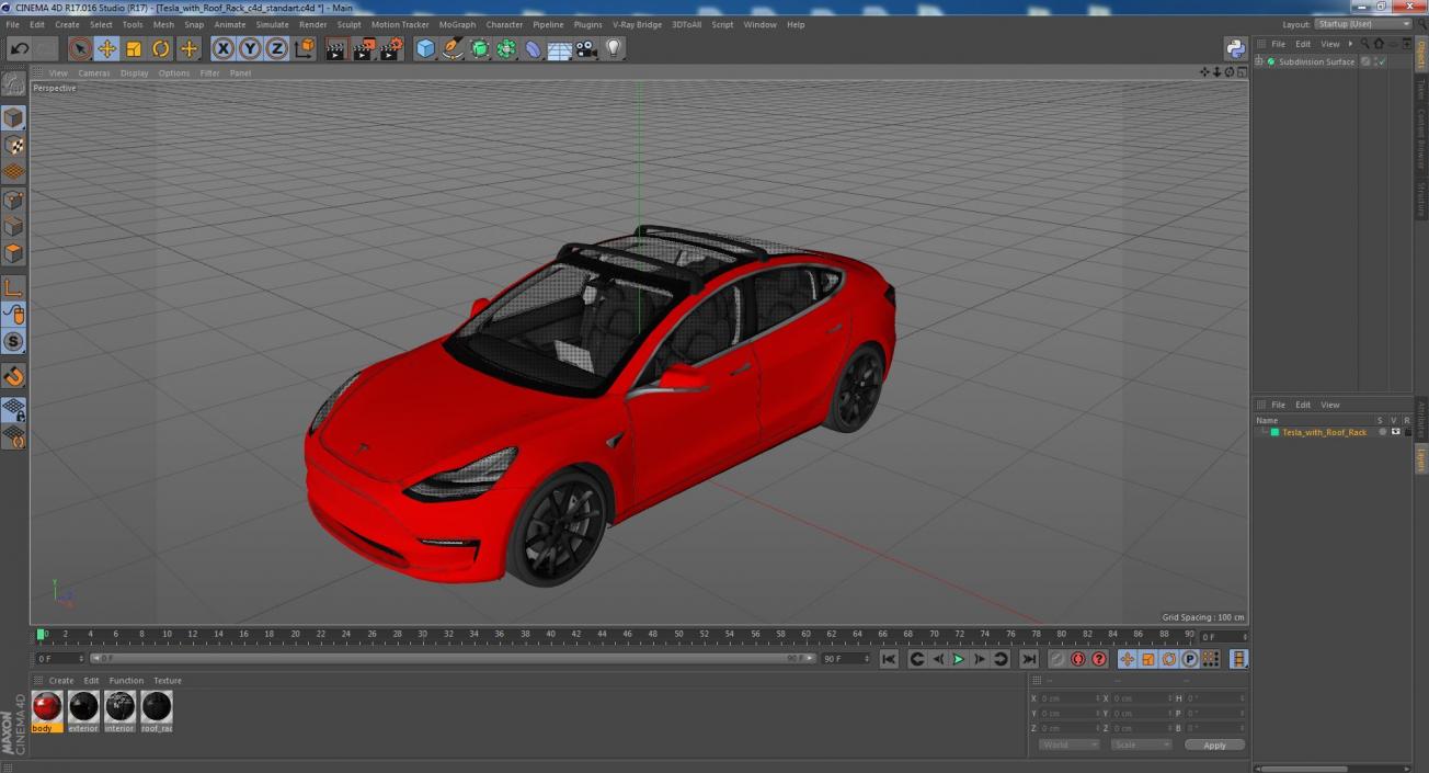 3D model Tesla with Roof Rack