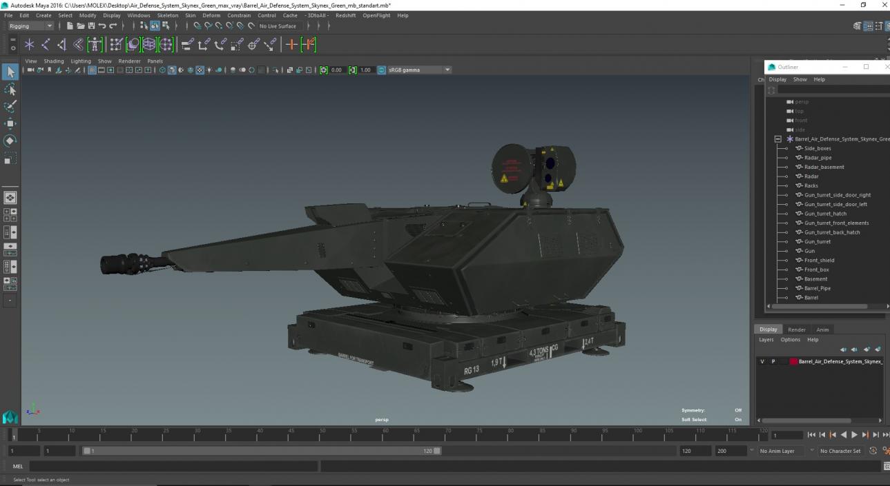 3D Barrel Air Defense System Skynex Green model