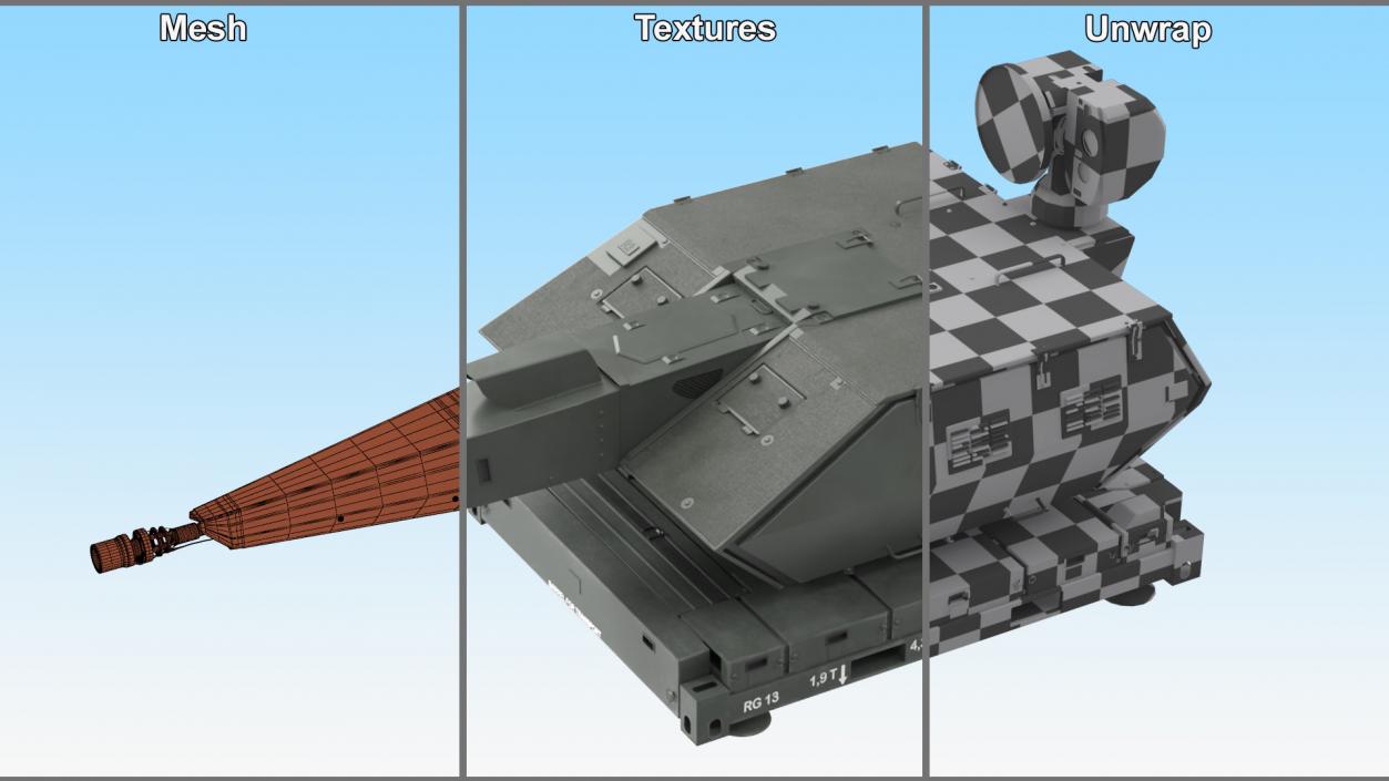 3D Barrel Air Defense System Skynex Green model