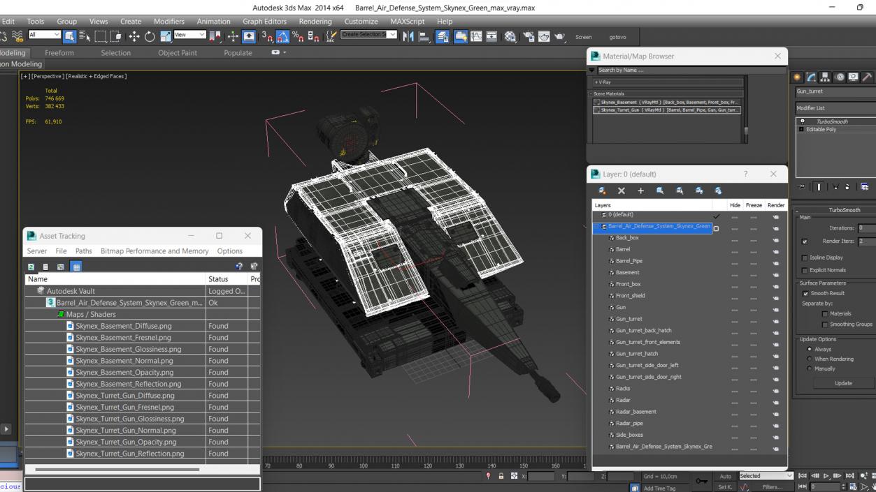 3D Barrel Air Defense System Skynex Green model