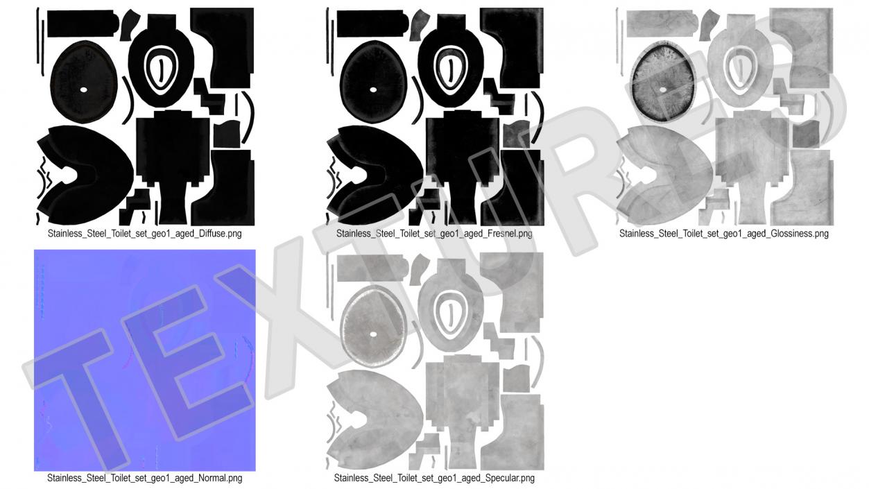 3D Floor Stainless Steel Toilet Used model