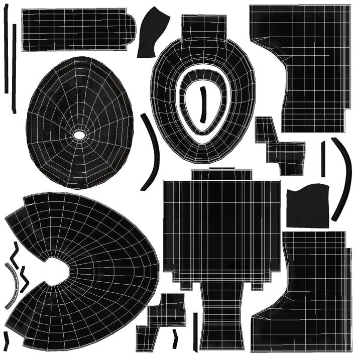 3D Floor Stainless Steel Toilet Used model