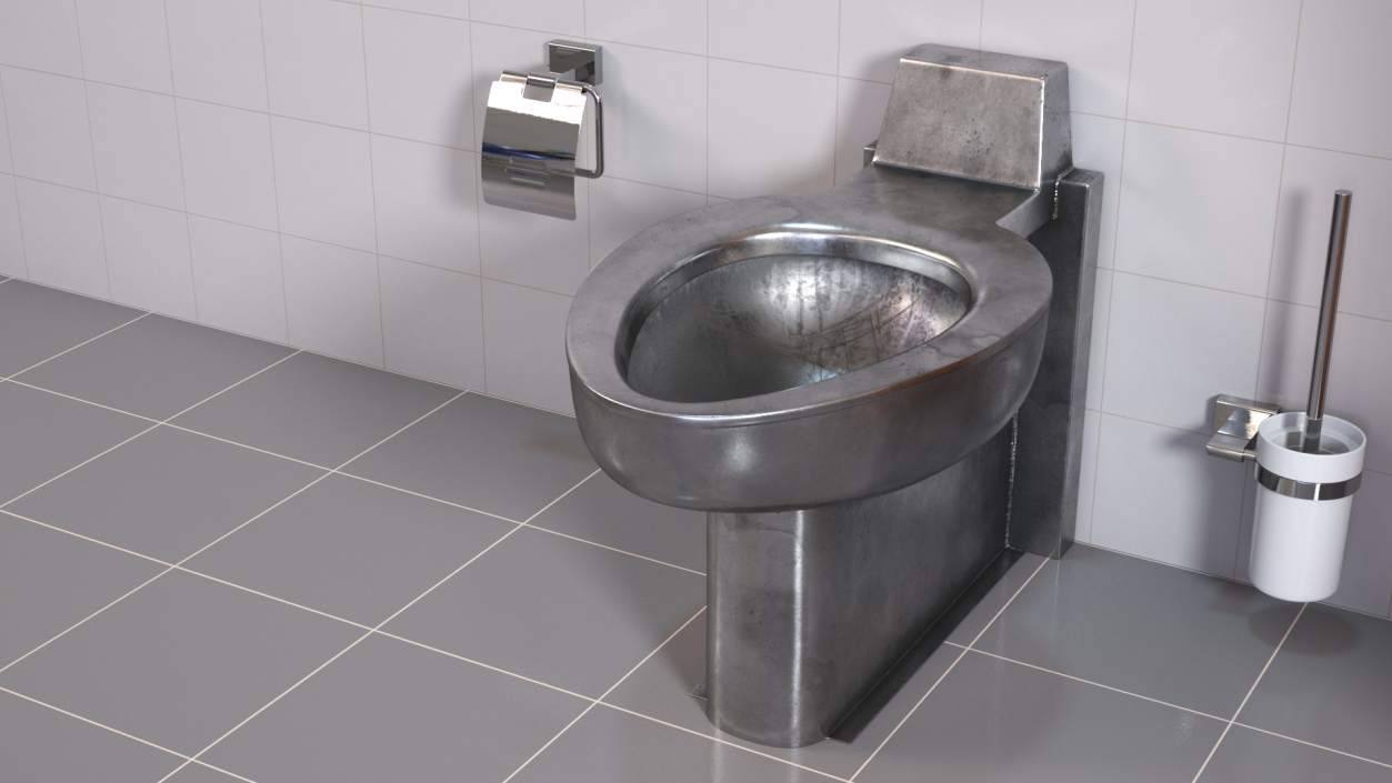 3D Floor Stainless Steel Toilet Used model