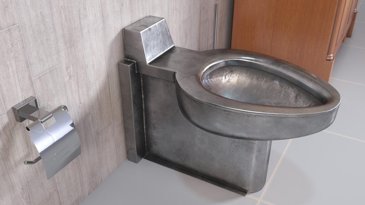 3D Floor Stainless Steel Toilet Used model