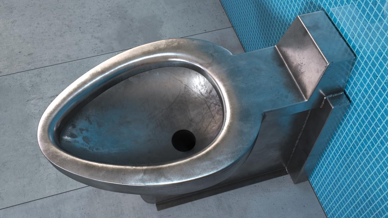 3D Floor Stainless Steel Toilet Used model