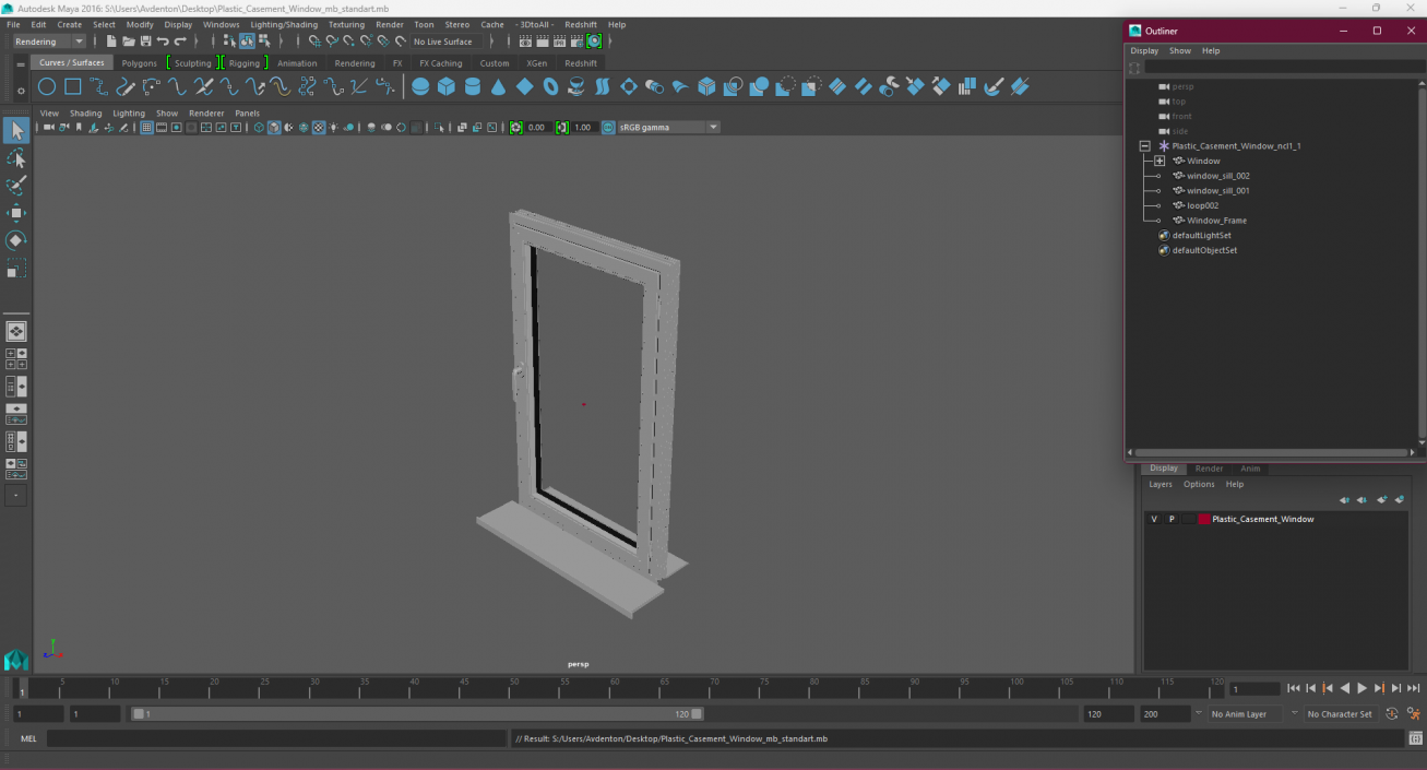 3D Plastic Casement Window model