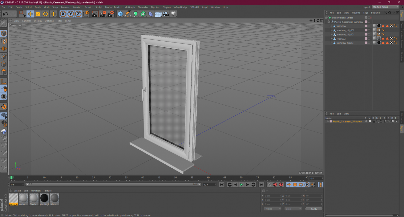 3D Plastic Casement Window model