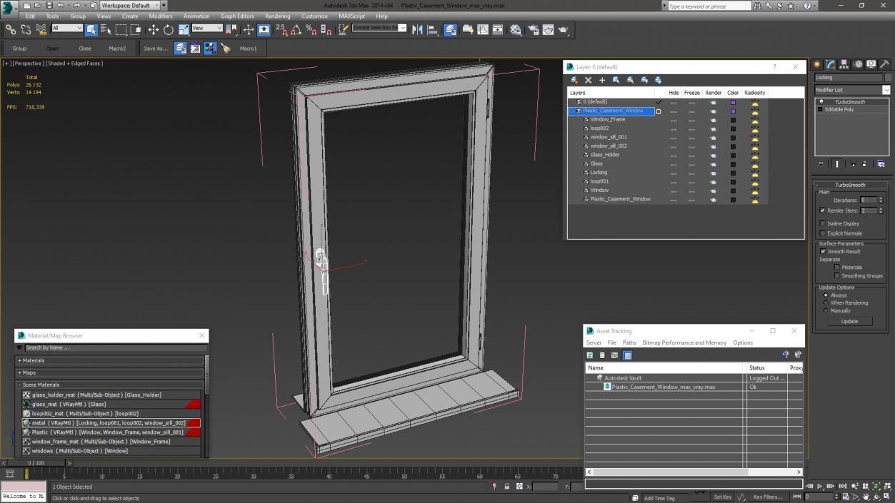 3D Plastic Casement Window model