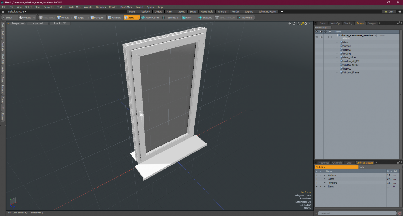 3D Plastic Casement Window model