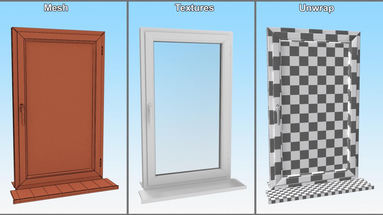 3D Plastic Casement Window model