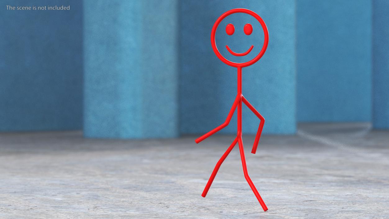 3D Stickman Figure Red Rigged