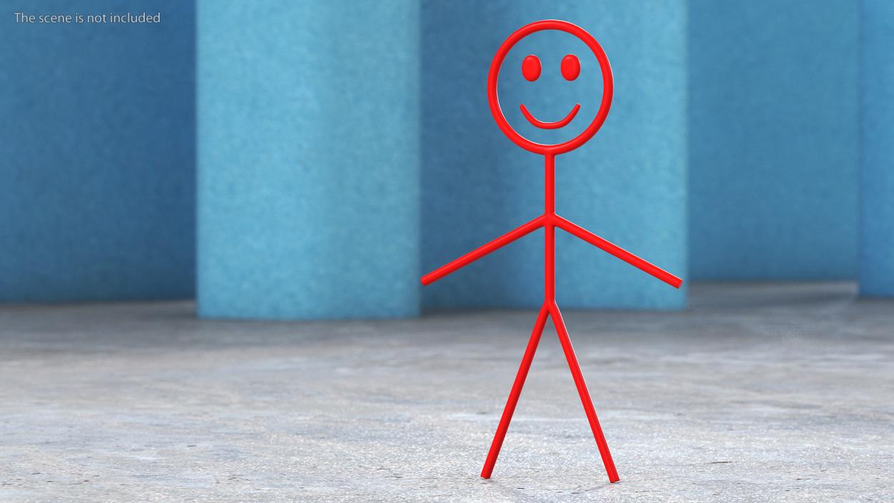 3D Stickman Figure Red Rigged