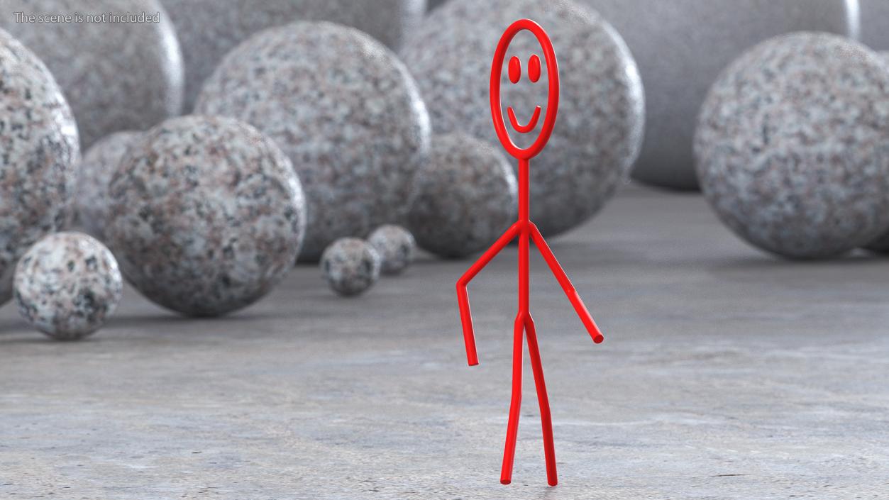 3D Stickman Figure Red Rigged