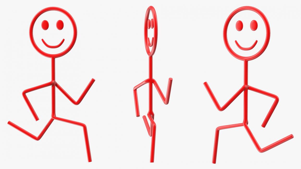 3D Stickman Figure Red Rigged