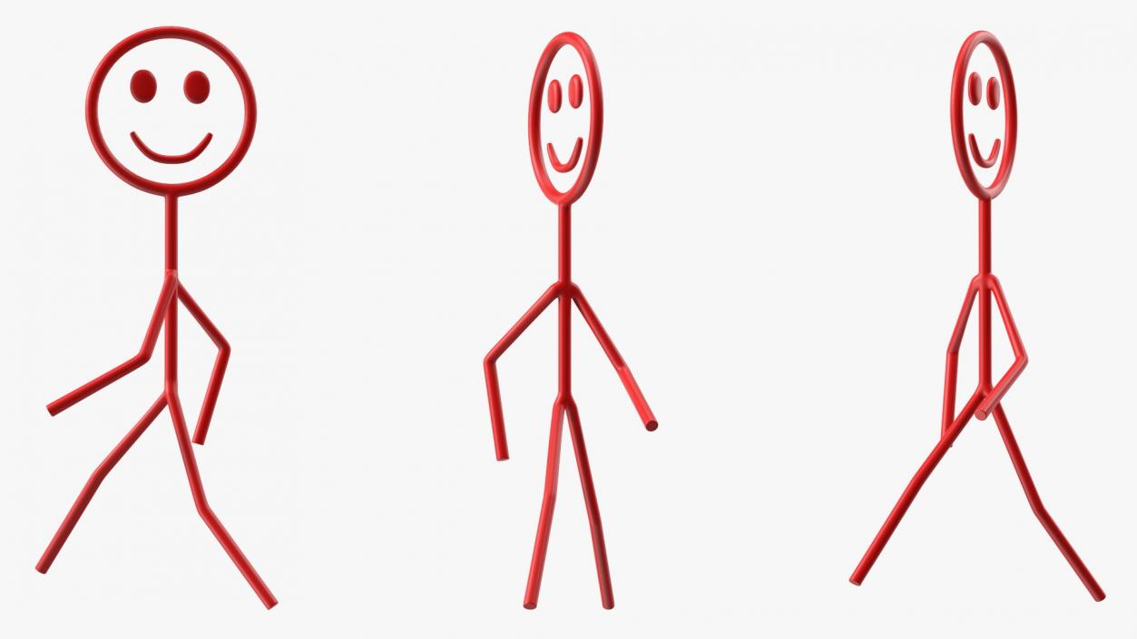 3D Stickman Figure Red Rigged