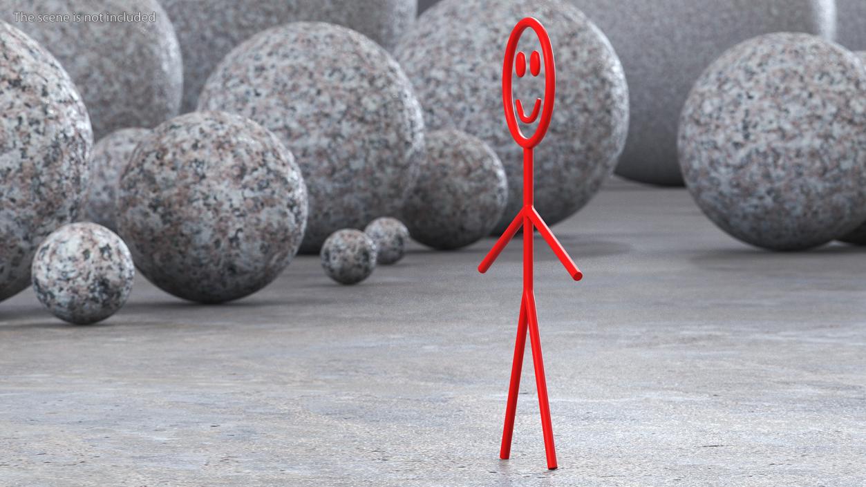 3D Stickman Figure Red Rigged