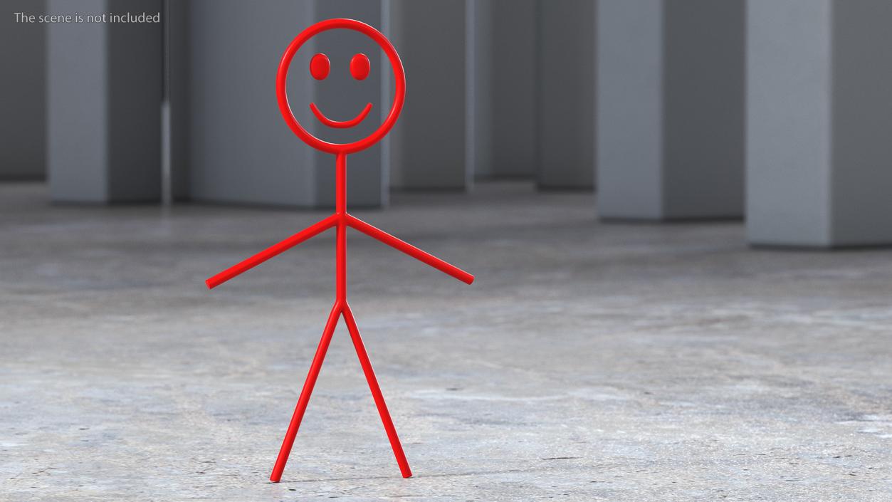 3D model Stickman Figure Red Rigged for Maya