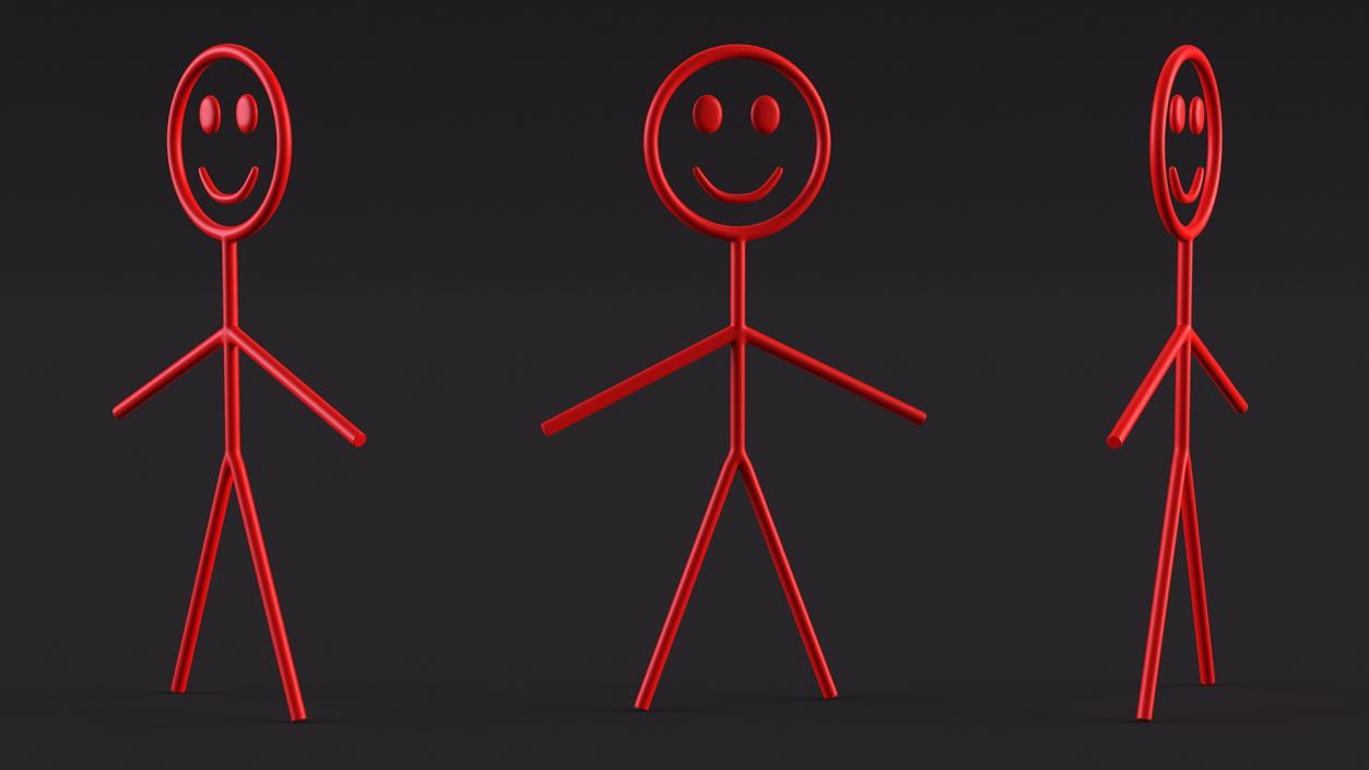 3D model Stickman Figure Red Rigged for Maya