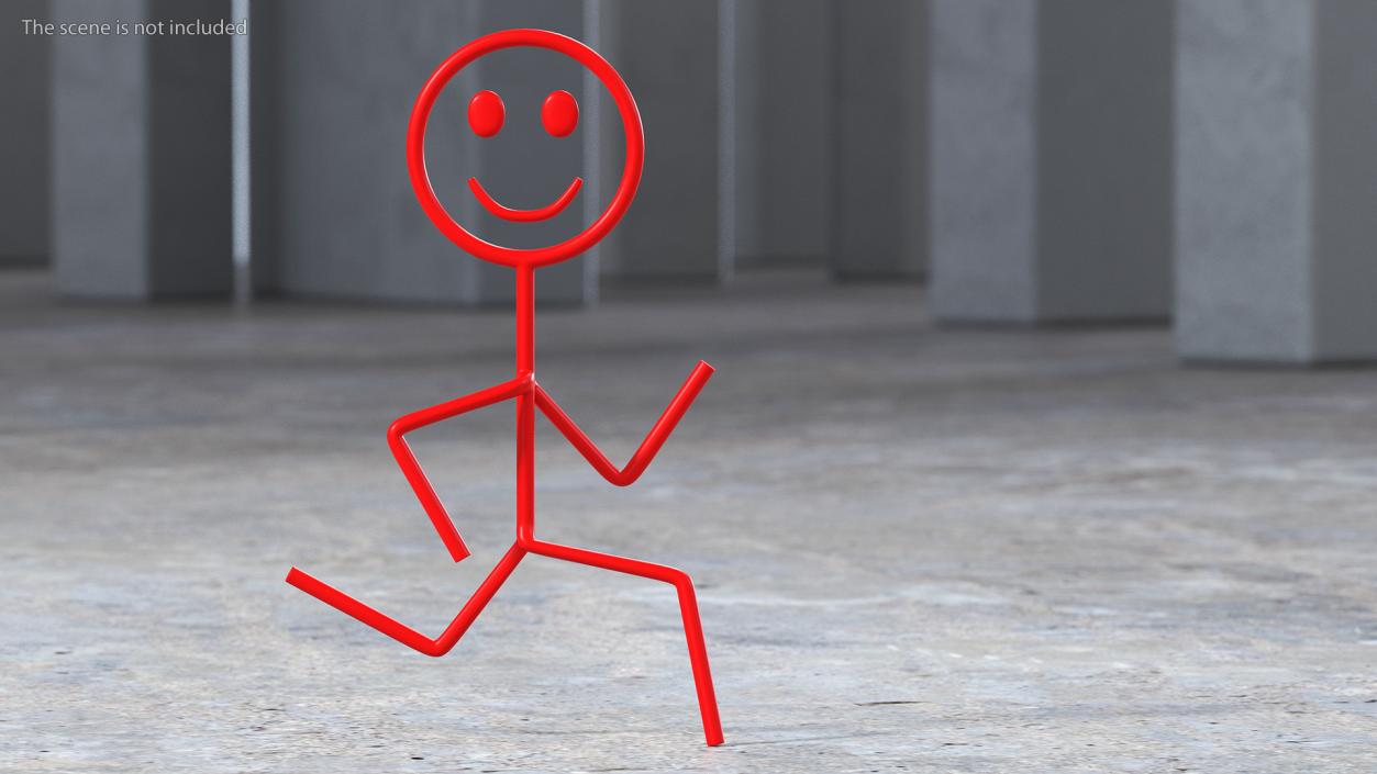 3D Stickman Figure Red Rigged