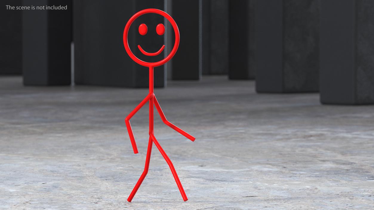 3D model Stickman Figure Red Rigged for Maya