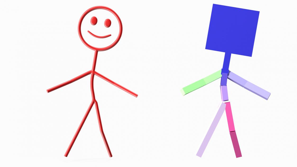 3D model Stickman Figure Red Rigged for Maya